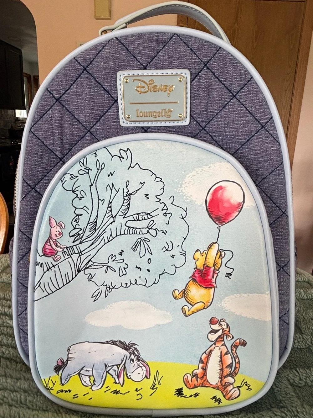 Loungefly Quilted Purple and Pastel Winnie the Pooh Mini Backpack